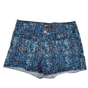 Levi's Red and Blue Frayed Hem Jean/ Denim Shorts - Size 6